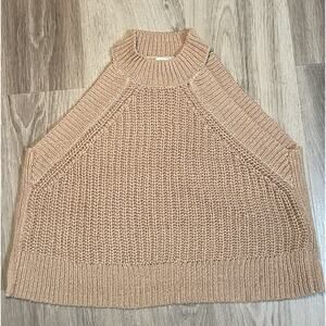 Aritzia Wilfred Minette Knit Halter Sweater Tank Crop Top Tan Womens Size Small